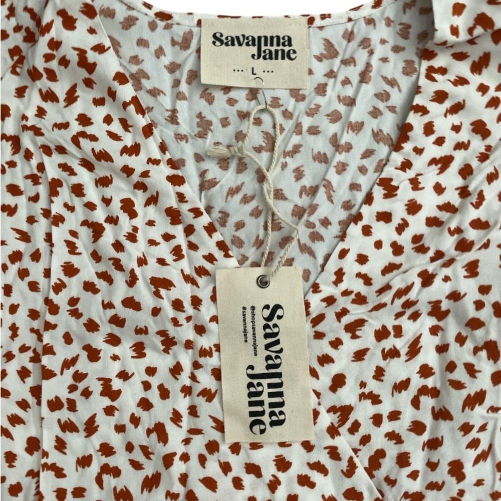 Savanna Jane Ruffle-Sleeve Animal-Style Print Top - Picture 2 of 4